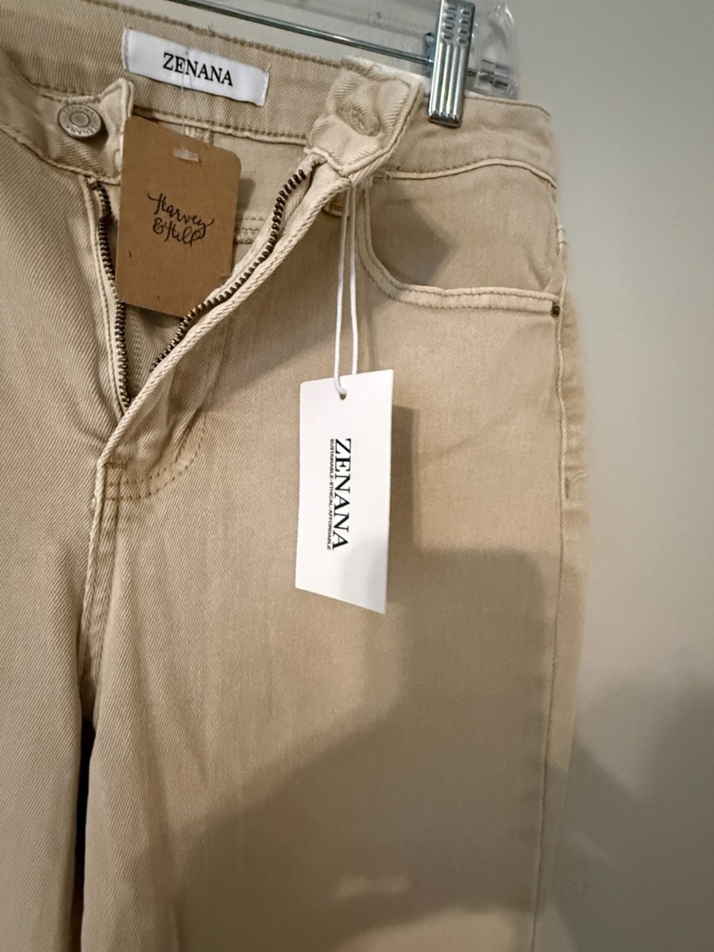 NWT Zenana Outfitters Beige Wide Leg Jeans - Picture 6 of 7